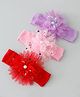 Babyhug Free Size Headbands with Floral Applique Pack of 3 - Red Purple & Pink