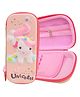 Toyshine Jumping Unicorn Pink Hardtop Pencil Case with Multiple Compartments - Kids School Supply Organizer Students Stationery Box - Pink