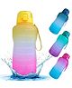 Spanker Motivational Water Bottle Gallon With Time Marker Large Capacity Leakproof Bpa Free Fitness Sports Water Bottle Yellow Pink Sstp - 2000 ml
