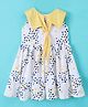 Twetoons Woven Sleeveless Frock Polka Dots Print with Bow Tie - Lemon Yellow