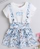 Twetoons Cotton Lycra Half Sleeves Top with Skirt Jungle Safari Print - Blue & White