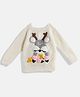 MayRa Knits Full Sleeves Animal Design Woollen Hand Knitted Sweater-Cream