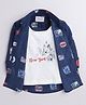 Polka Tots Full Sleeves Abstract Printed Shirt With New York Printed Attached T Shirt - Navy Blue