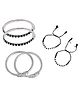 Akinos Kids Pair Of 3 Hand Crafted Brass Alloy Single Layered And Thread Beads Nazariya Bangles - Silver