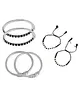 Akinos Kids Pair Of 3 Hand Crafted Brass Alloy Single Layered And Thread Beads Nazariya Bangles - Silver