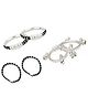 Akinos Kids Pair Of 4 Hand Crafted Brass Alloy Single Layered Beads And Ghungroo Nazariya Bangles - Silver