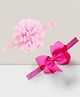 Akinos Kids Set Of 2 Gross Grain Cotton Wavy Edge Flower Bow  Headbands - Light Pink and Hot pink