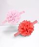 Akinos Kids Set Of 2 Cotton Wavy Edge Flower Headbands - Light Pink and Peach