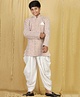 AJ Dezines Full Sleeves Seamless Floral Design Chikankari Embroidered Indo Western Sherwani With Salwar - Light Brown