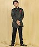 AJ Dezines Full Sleeves Seamless Floral & Leaf  Swirls Design Detailed  Indo Western Sherwani With Pant - Dark Green