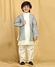 AJ Dezines Full Sleeves Floral Embroidered Indo Western Jacket With Solid Kurta & Pajama - Lemon Yellow