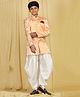 AJ Dezines Full Sleeves Seamless Leaf Design Detailed Indo Western Sherwani With Salwar - Peach