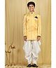 AJ Dezines Full Sleeves Seamless Leaf Design Detailed Indo Western Sherwani With Salwar - Yellow