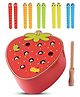 Happy Hues Strawberry Wooden Sorting & Stacking Toy Early Educational & Fine Motor Skill Toy for Toddlers - Red