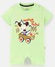 Child World 100%  Cotton Interlock Half Sleeves Romper Reindeer Print & Patch- Green