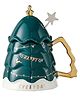 Little Surprise Box Merry Christmas Ceramic Tree Style Cup With Matching Ceramic Lid And Embellished Spoon Green - 330 ml