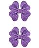 Aye Candy Set Of 2 Double Heart Bow On Alligator Hair Clips - Purple