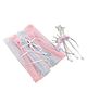 Aye Candy Princess Birthday Stars Printed Dressup Cape Crown Hair Band And Star Wand Set - Pink Blue Silver