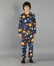 Ninos Dreams Space Theme Full Sleeves Seamless Planet Printed Tee With Coordinating Jogger - Navy Blue