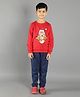 Ninos Dreams Full Sleeves Christmas Theme Santa & Snowman Printed Sweatshirt  - Red