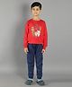 Ninos Dreams Full Sleeves Christmas Theme Santa Family Printed Sweatshirt -Red