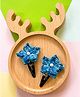 Bobbles & Scallops Pair of Crochet Detailed Flower Snap Hair Clips - Dark Blue