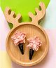 Bobbles & Scallops Pair of Crochet Detailed Flower Snap Hair Clips - Light Orange