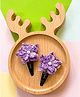 Bobbles & Scallops Pair of Crochet Detailed Flower Snap Hair Clips - Purple