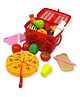PLUSPOINT Realistic Sliceable Cut Fruits and Vegetable with Pizza Basket - Multicolour