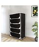Fabura 5 Shelf Shoe Cum Utility Rack with Separate Flaps Covers - Black