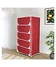 Fabura 5 Shelf Shoe Cum Utility Rack with Separate Flaps Covers - Maroon