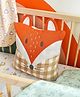 Mi Arcus Check & Embroidery Design Premium Soft Cushion Cover Orange (45x45 cm)