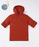 Ed-a-Mamma Cotton Linen Full Sleeves Hooded  Solid Shirt - Red
