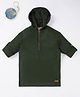 Ed-a-Mamma Cotton Linen Full Sleeves Hooded  Solid Shirt - Green