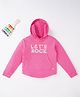 Ed-a-Mamma Cotton Full Sleeves Embroidered Text Hoodie - Pink