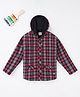 Ed-a-Mamma Cotton Full Sleeves Hooded Sweatshirt Check Pattern - Red Navy