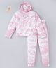 Ed-a-Mamma Cotton Full Sleeves Winter Wear Hooded Sweatshirt With Lounge Pant Tie Dye Print- Pink