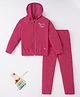 Ed-a-Mamma Cotton Full Sleeves Embroidered Winter Wear Hooded Sweatshirt With Lounge Pant- Pink