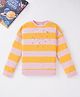 Ed-a-Mamma Cotton Full Sleeves Sweatshirt Stripes Pattern - Pink Orange