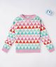 Ed-a-Mamma Cotton Full Sleeves Crew Neck Sweater Geometric Print - White Red Blue
