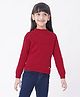 Ed-a-Mamma Cotton Full Sleeves Crew Neck Solid Color Sweater - Red