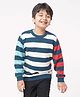 Ed-a-Mamma Cotton Full Sleeves  Sweater Stripes Pattern - Red Blue