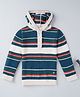 Ed-a-Mamma Cotton Full Sleeves Hooded Sweater Stripes Design- Blue Red White