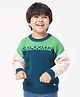 Ed-a-Mamma Cotton Full Sleeves Sweater Colour Block Pattern - Green Blue