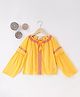 Ed-a-Mamma Full Sleeves Embroidered Stripes Top - Yellow