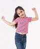 Ed-a-Mamma Cotton Half Sleeves Checkered Ribbed Top - Pink