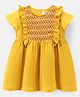 Bonfino Cotton Viscose Half Sleeves Embroidered Frock - Yellow
