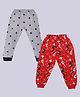 Kiwi 100% Cotton Pack of 2 Musical Instruments & Stars Printed Ribbed Bottom Track Pants  - Red & Grey