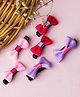 Jewelz Set Of 6  Bow Applique Embellished Hair Clips - Red Pink & Purple