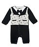 Mi Arcus 100% Cotton Full Sleeves  I Love Dad Printed Waistcoat Style Romper - Black